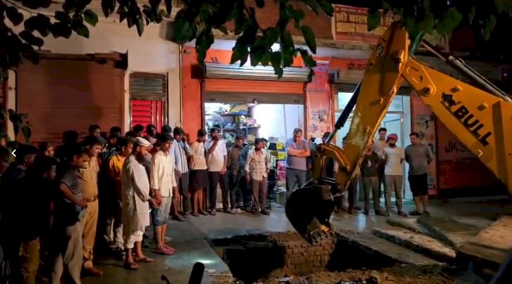 तेज बहाव में नाले में बहा अज्ञात व्यक्ति